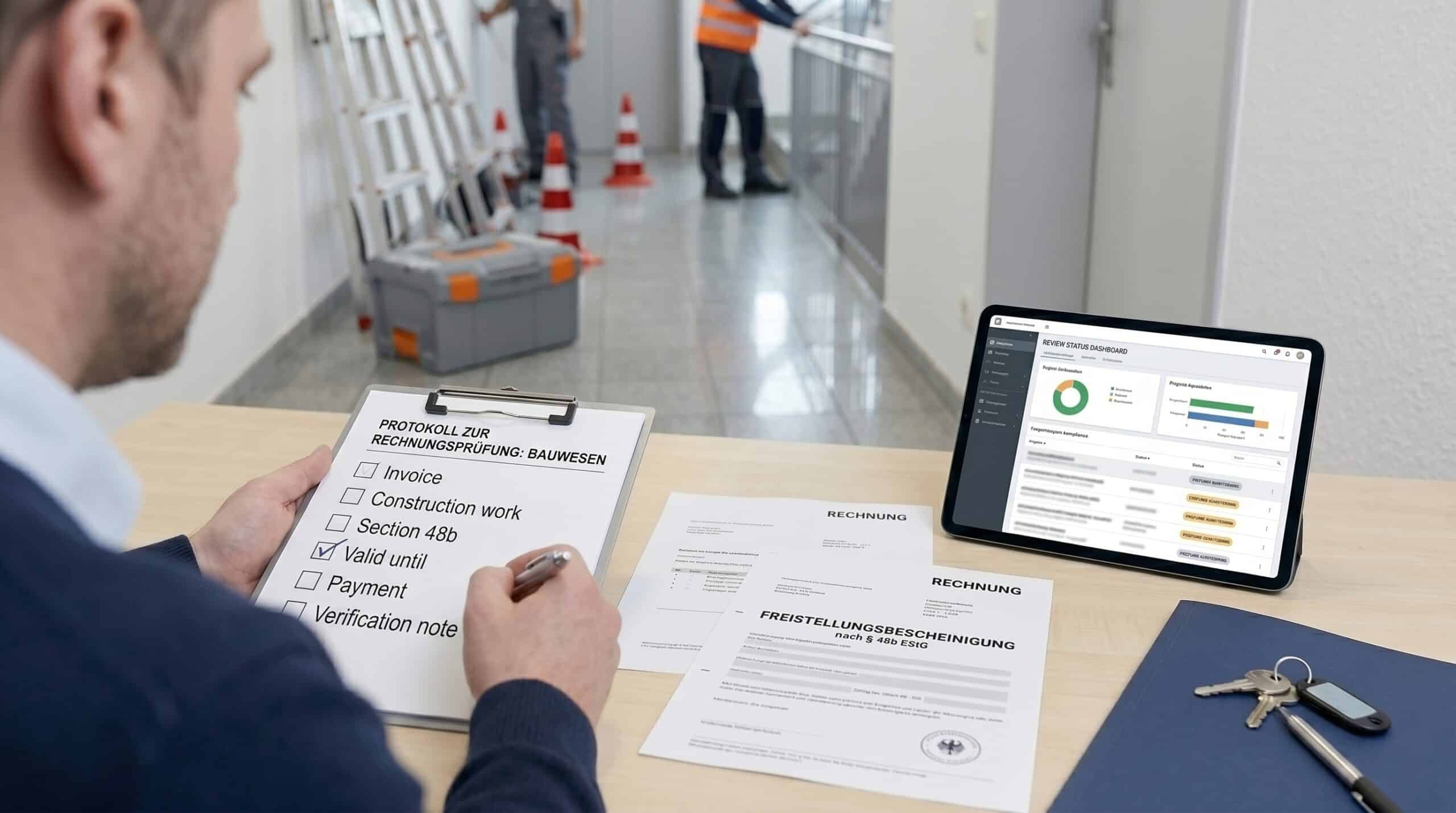 Rechnung für Bauleistungen prüfen Freistellungsbescheinigung vor Zahlung kontrollieren