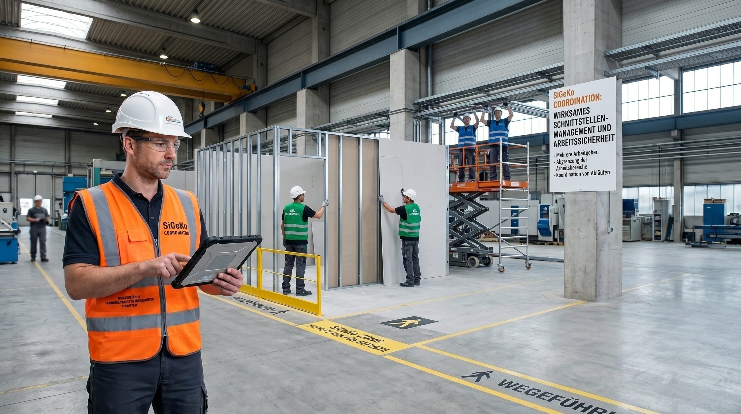 SiGeKo Pflicht auf einer Baustelle im Industriebetrieb mit mehreren koordinierten Gewerken