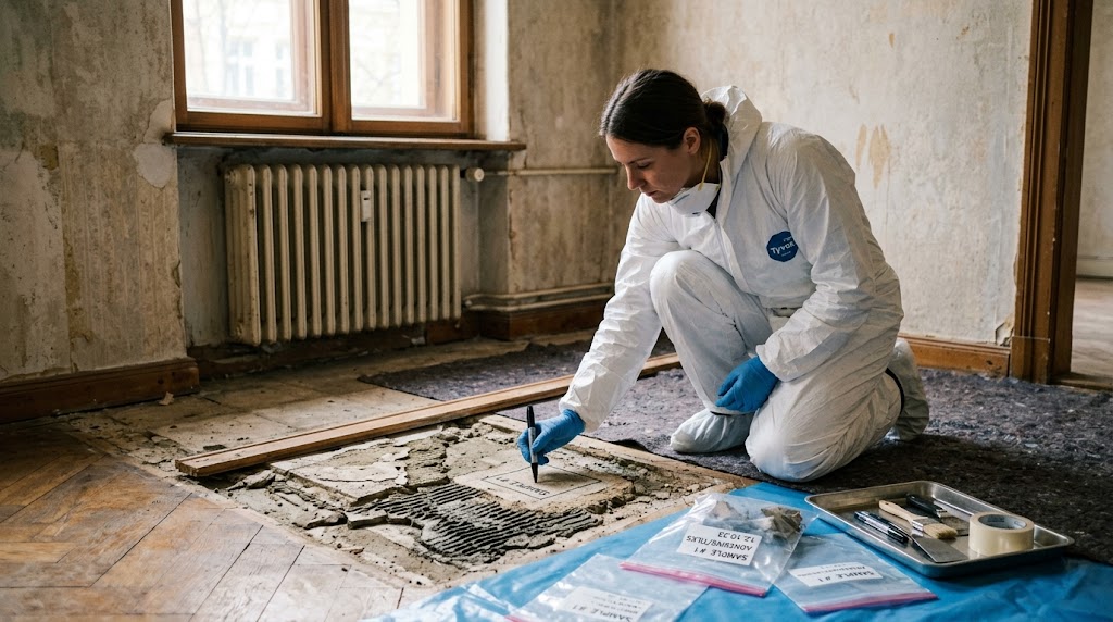 Schadstoffgutachten Pflicht bei Altbau Sanierung und Materialprobe vor Ort